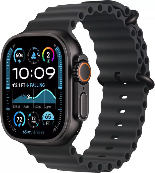 Apple Watch Ultra 49mm GPS + Cell Titanium Case w/ Black Ocean Band MX4P3LW/A