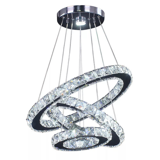 Modern LED Chandelier Crystal Ring Chandelier LED Pendant Light for Dining Room & Living Room