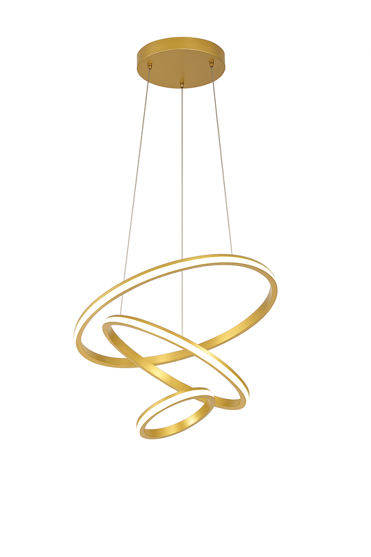 Modern Gold 3-Ring LED Chandelier – Luxury & Contemporary Elegance